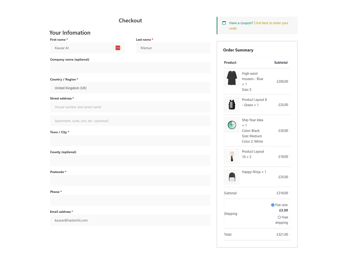 Checkout Gutenberg Template
