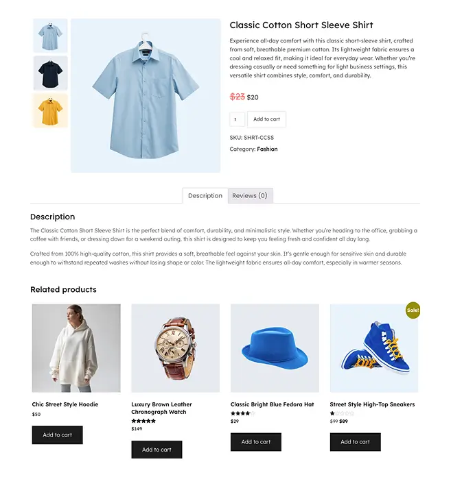 Product Page with Left-Side Thumbnail Position