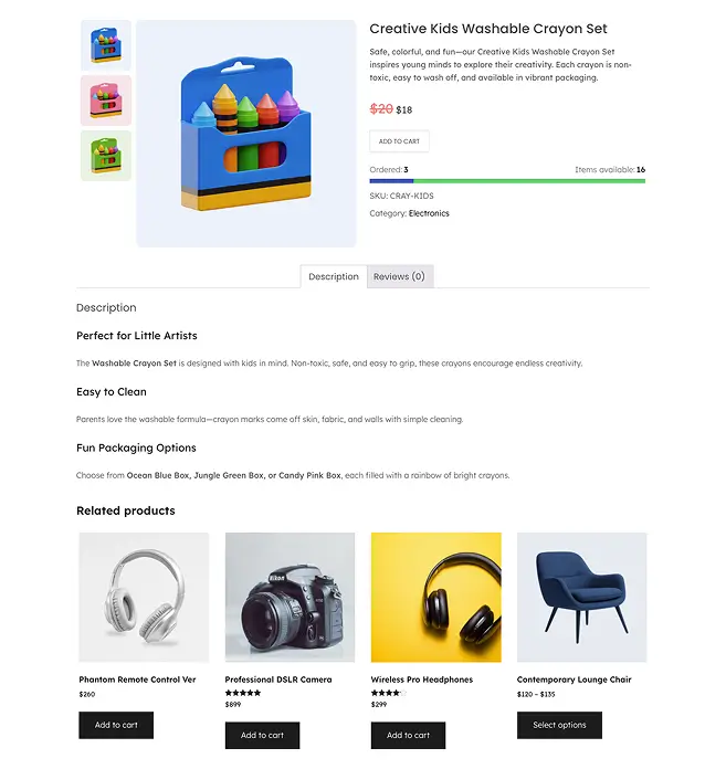 Product Page with Stock Progress Bar