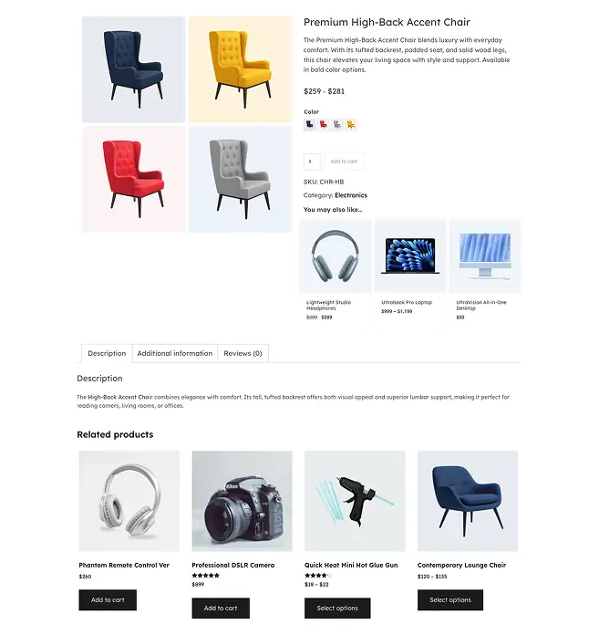 Product Page with Variant Thumbnails