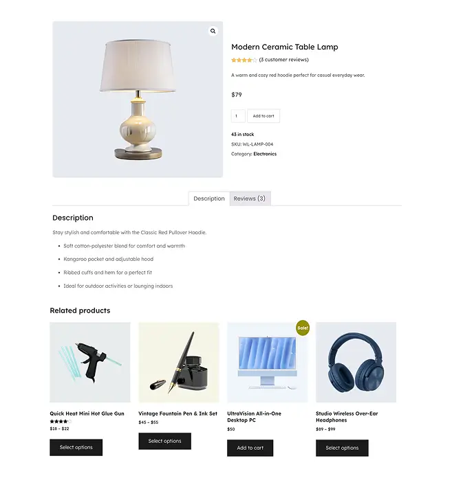 Single Product Page One