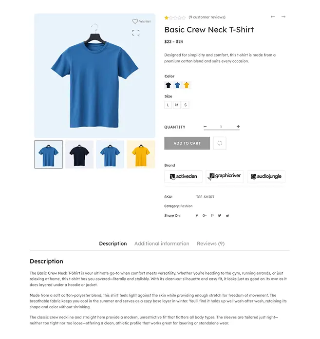 Simple Product Page with Brand Logo