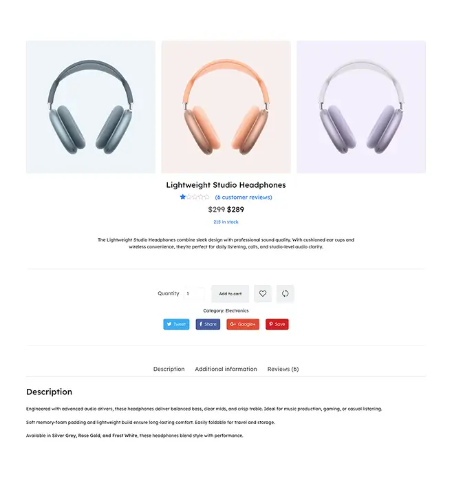 Simple Product Template with Slider Thumbnail