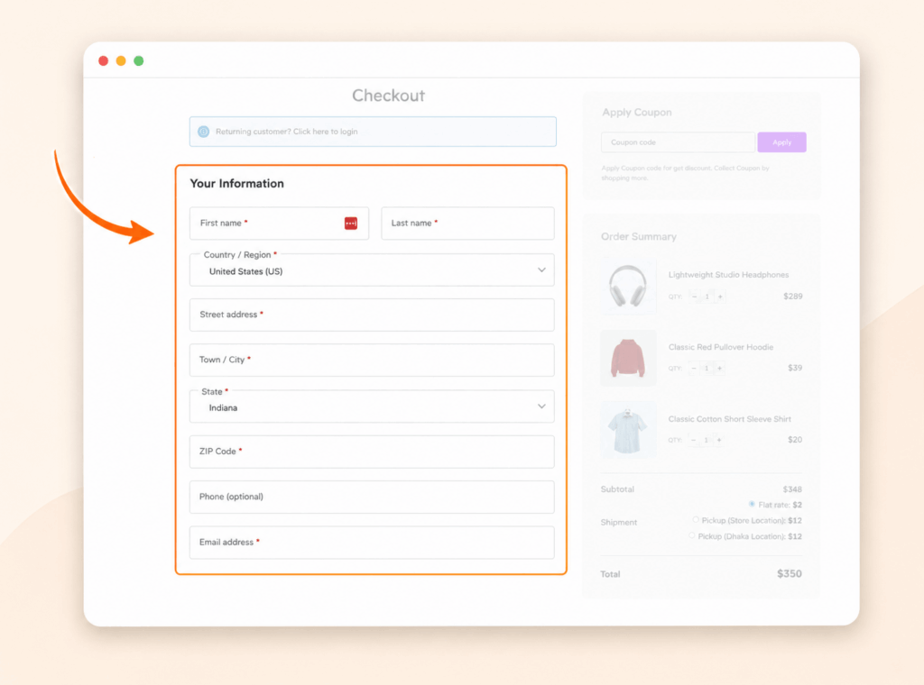 Checkout billing form