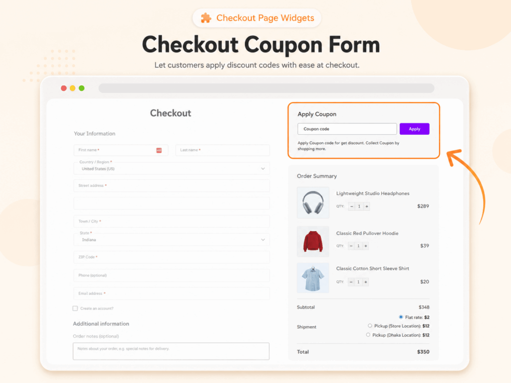 Checkout coupon form