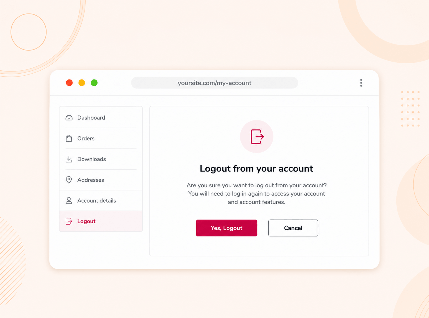 WooCommerce my account logout