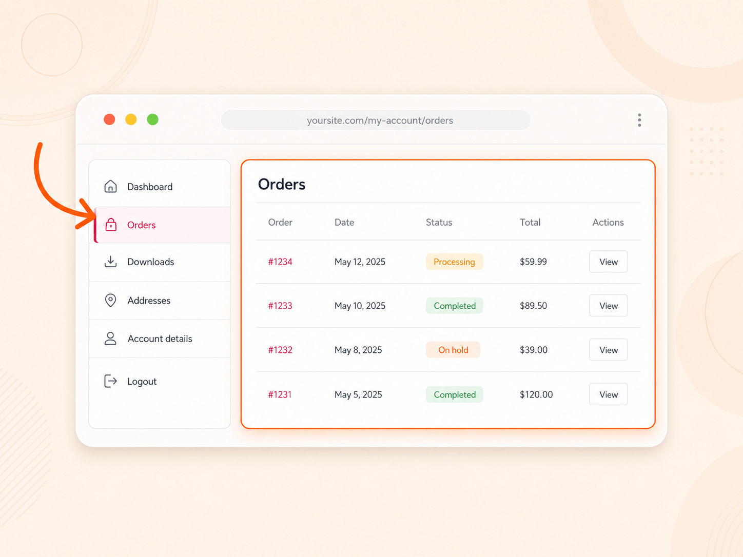 My account order