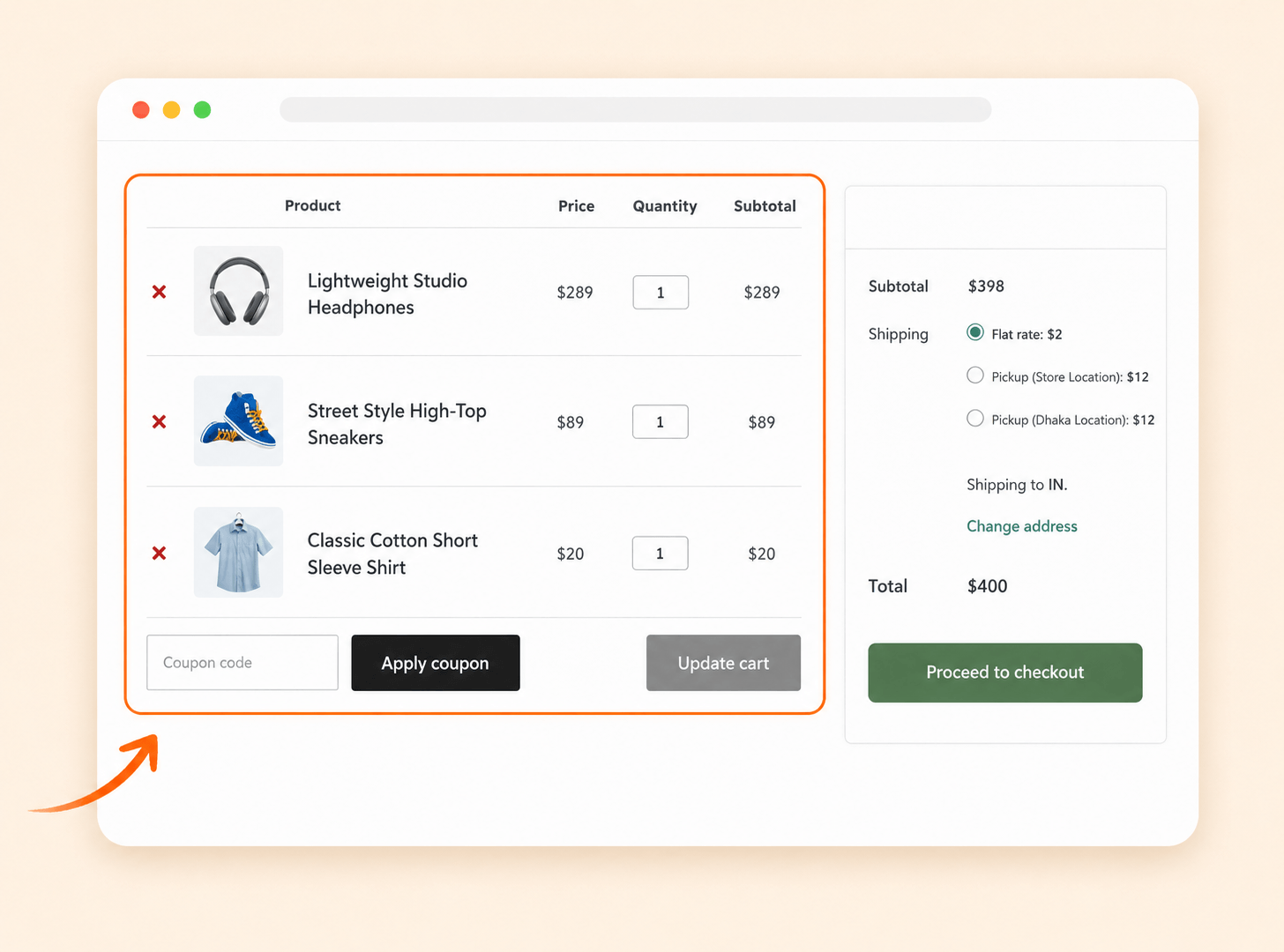 WooCommerce Product cart table list style