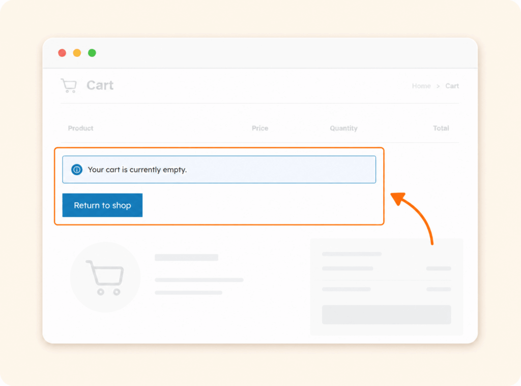 Empty cart message