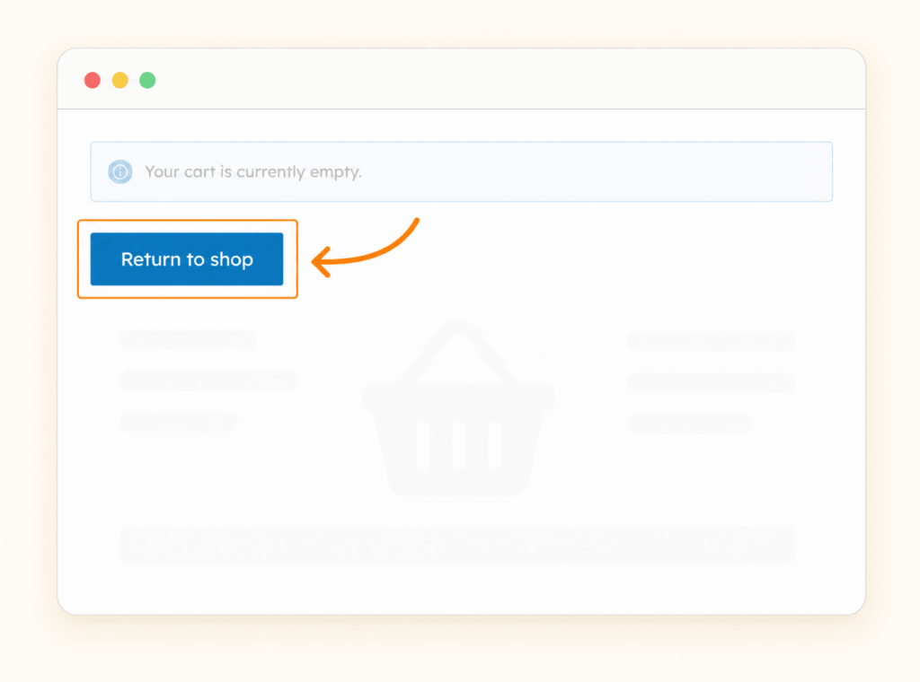 Empty cart redirect button