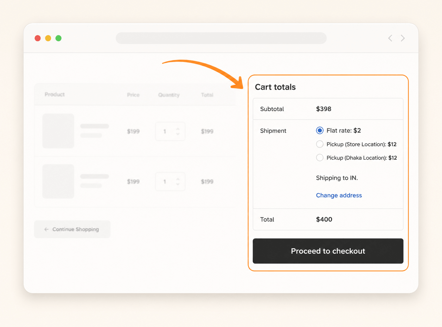 WooCommerce product cart total widget
