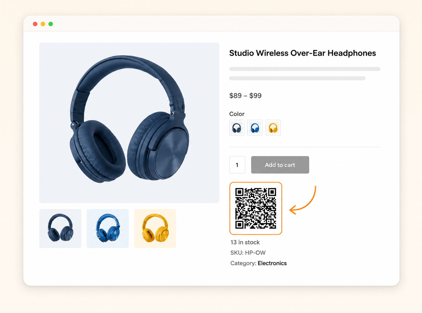 QR Code elementor widget for WooCommerce
