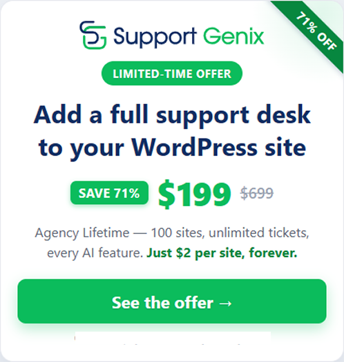 Support Genix Agency Lifetime Campaign Deal Offer