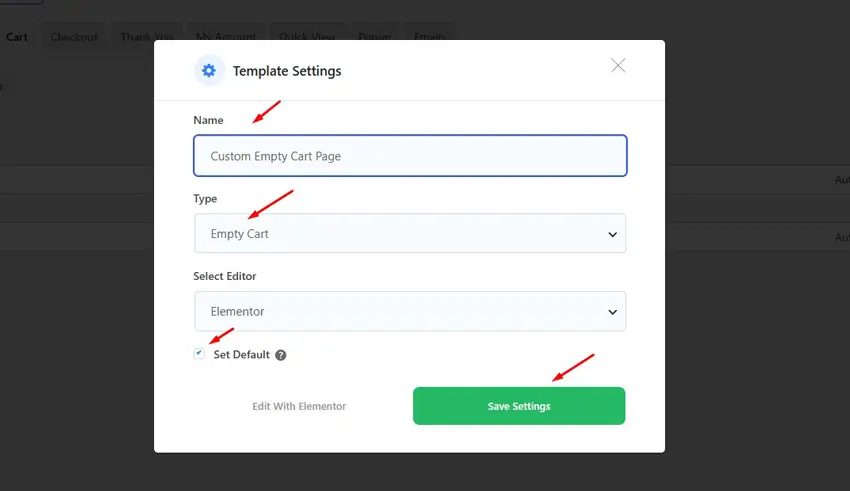 Create Empty Cart Page Template