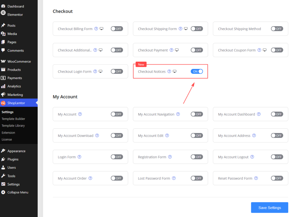 The Checkout Notices widget